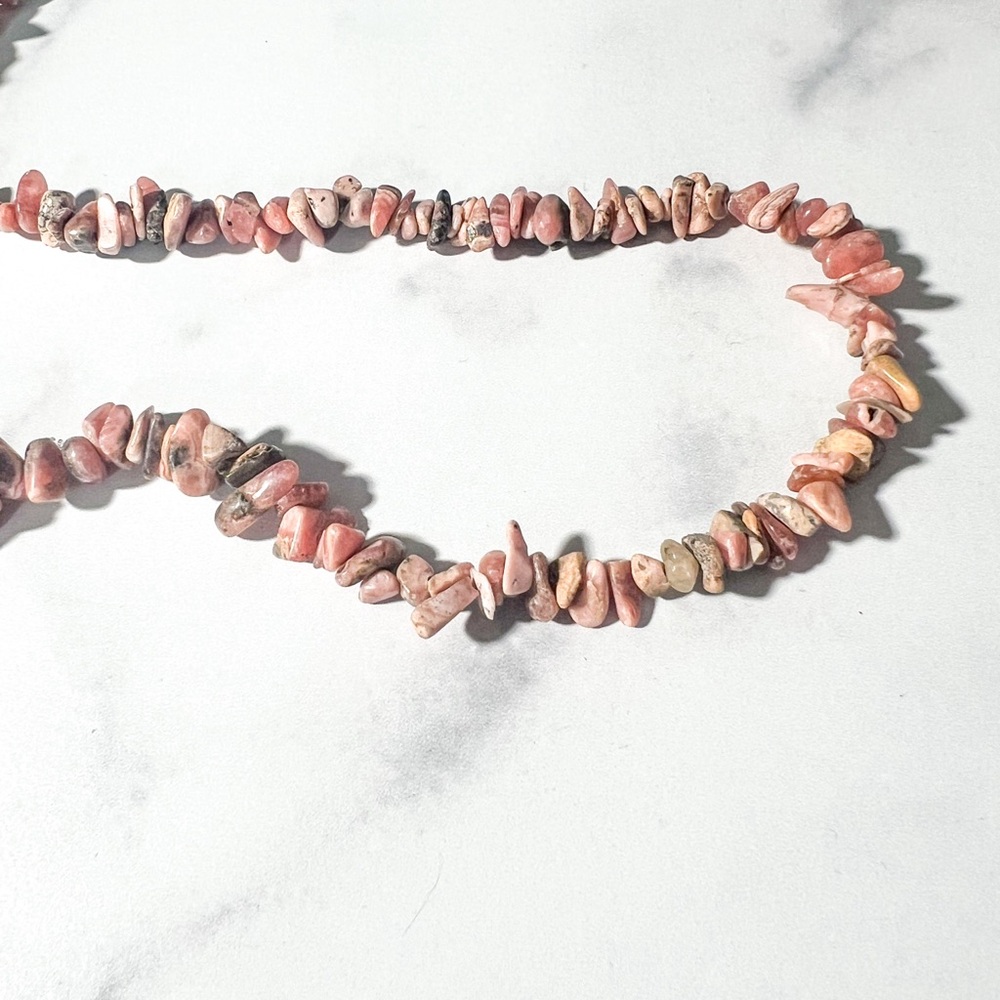 Free Form Pink Rhodochrosite Chip Endless Necklace